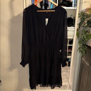 Elegant Navy Polka Dot Dress